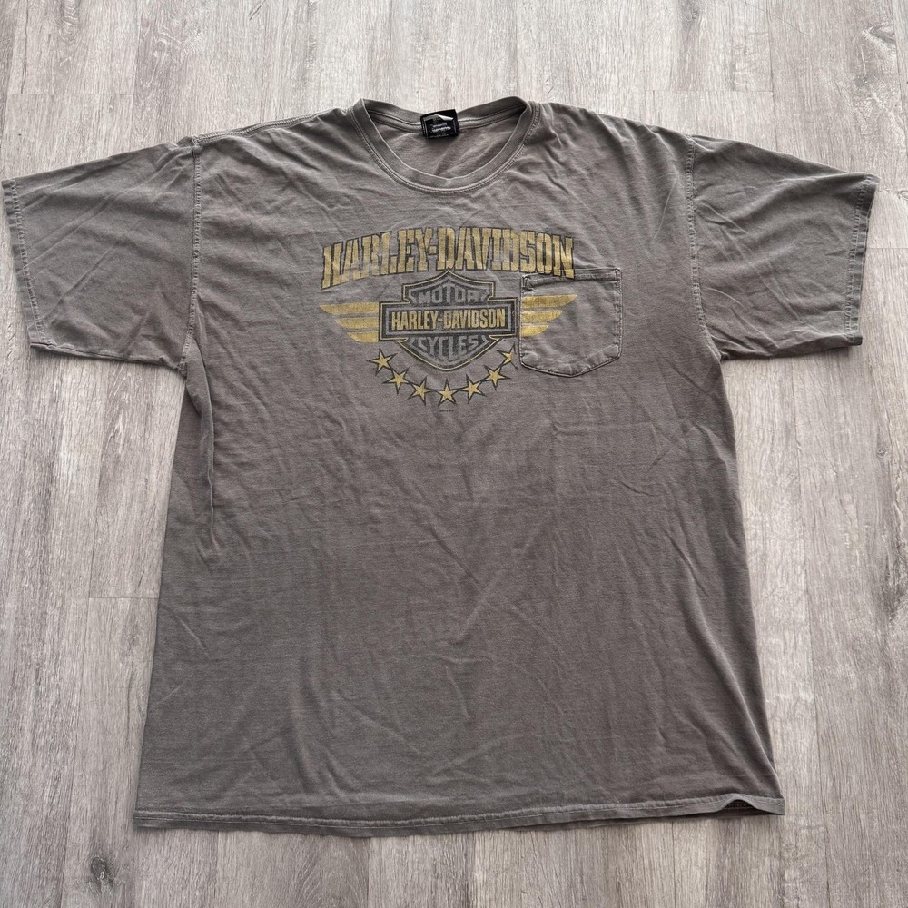 Harley-Davidson Shirt Mens XL Gray Pocket Logo Daytona Beach Biker Motorcycle